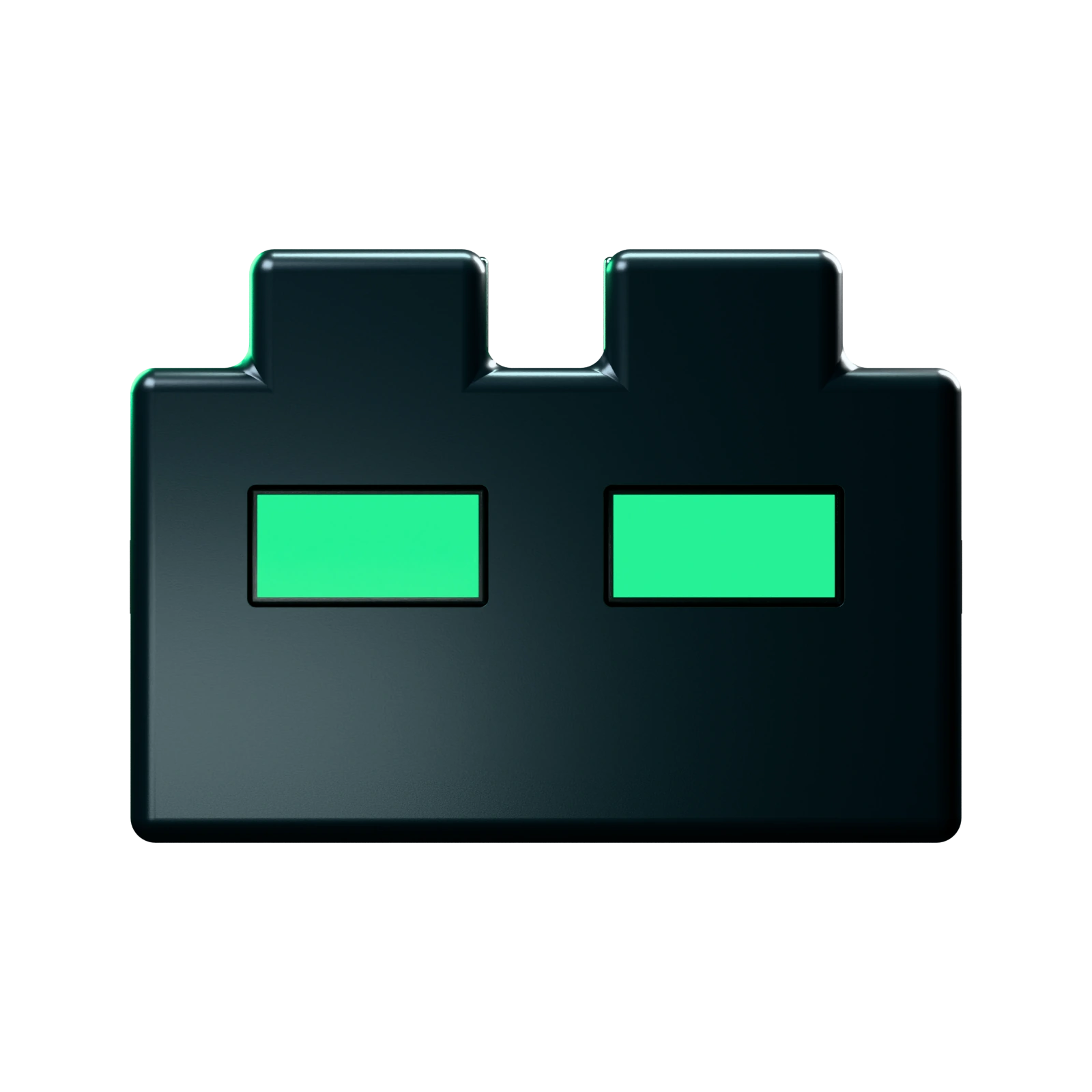 Core, the Robolab machine with glowing green eyes